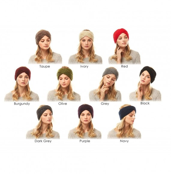 Cold Weather Headbands Women's Soft Knitted Winter Headband Head Wrap Ear Warmer (Twisted-Purple) - Twisted-Purple - CL18XULY5Q8