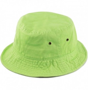 Bucket Hats Unisex 100% Cotton Packable Summer Travel Bucket Beach Sun Hat - Lime - CG17XW9O2NW