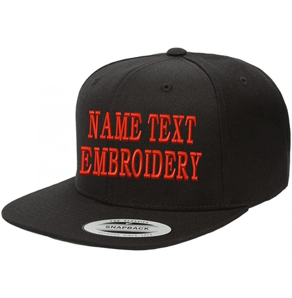 Baseball Caps Yupoong Snapback Hat Custom Flat Embroidery Cap Personalized Name Text Flat Bill Wool - Black - CZ180K7EUOE