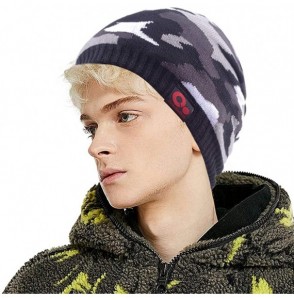 Skullies & Beanies Winter Beanies Fleece Lined Camo Knit Hat Ski Skull Cap for Men Women - Black - CX18AE5NNCE