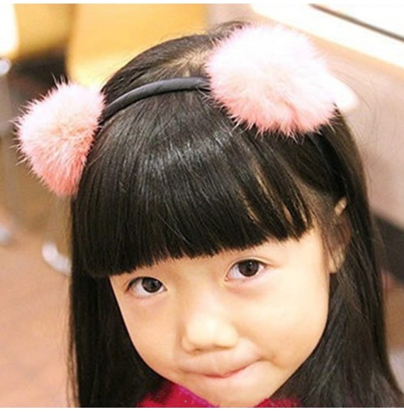 Headbands Girl's Adorable Fur Ball Pompom Ball Hair Hoops Headbands - Black - CW17XW0WWOO