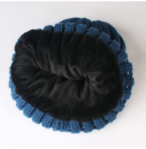 Skullies & Beanies Winter Beanie for Women Fleece Lined Warm Knitted Skull Cap Winter Hat - 13-wood Blue - CA18UZIHZNI