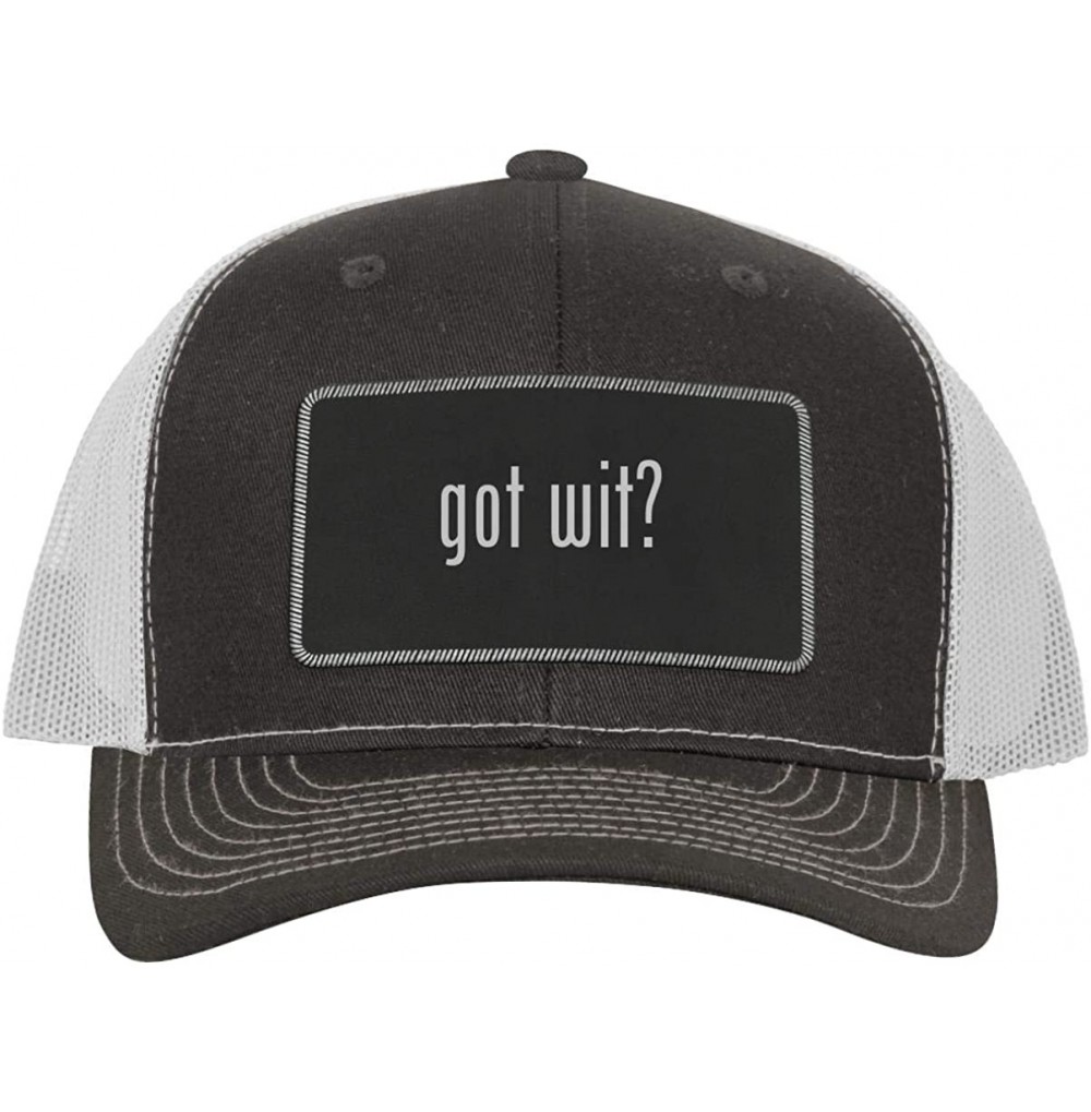 Baseball Caps got wit? - Leather Black Metallic Patch Engraved Trucker Hat - Grey\white - CO18Z8MW8GZ