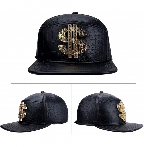 Skullies & Beanies Hip Hop Hat-Flat-Brimmed Hat-Rock Cap-Adjustable Snapback Hat for Men and Women - T-black - CK199L3R3DR