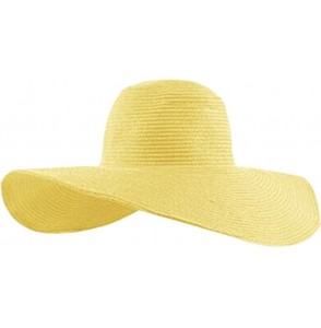 Sun Hats Wide Brim Roll-up Big Beautiful Solid Color Floppy Hat - Yellow - CL11YCP1BIB