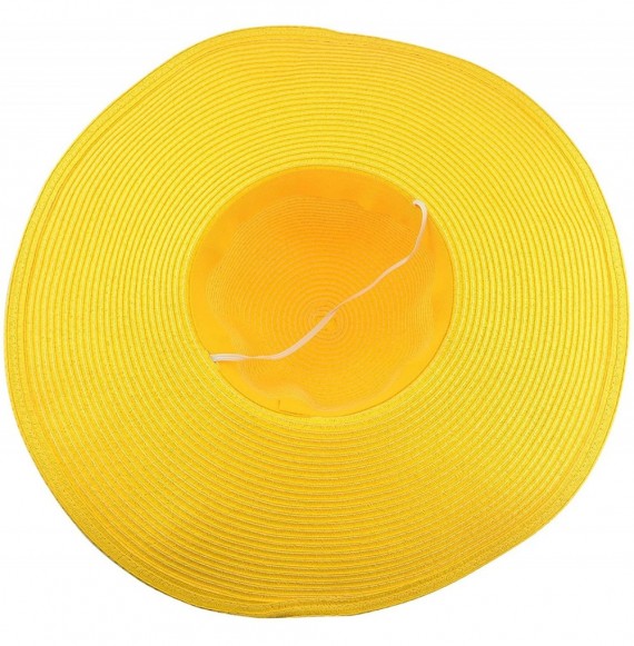Sun Hats Wide Brim Roll-up Big Beautiful Solid Color Floppy Hat - Yellow - CL11YCP1BIB
