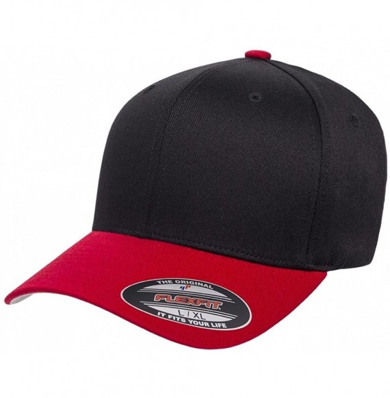 Baseball Caps Silver Wooly Combed Stretchable Fitted Cap Kappe Baseballcap Basecap - Black/Red - C718DHWHHSQ