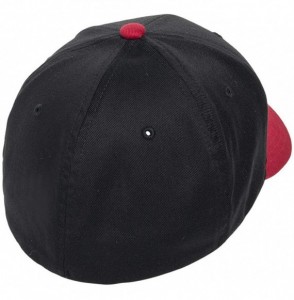 Baseball Caps Silver Wooly Combed Stretchable Fitted Cap Kappe Baseballcap Basecap - Black/Red - C718DHWHHSQ