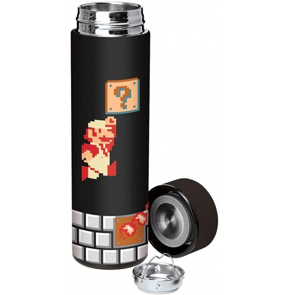 Skullies & Beanies Dungeon Super Mario Bros Classic 3 Piece Fire Lava Socks- Beanie- and Stainless Steel Water Bottle Gift Bu...