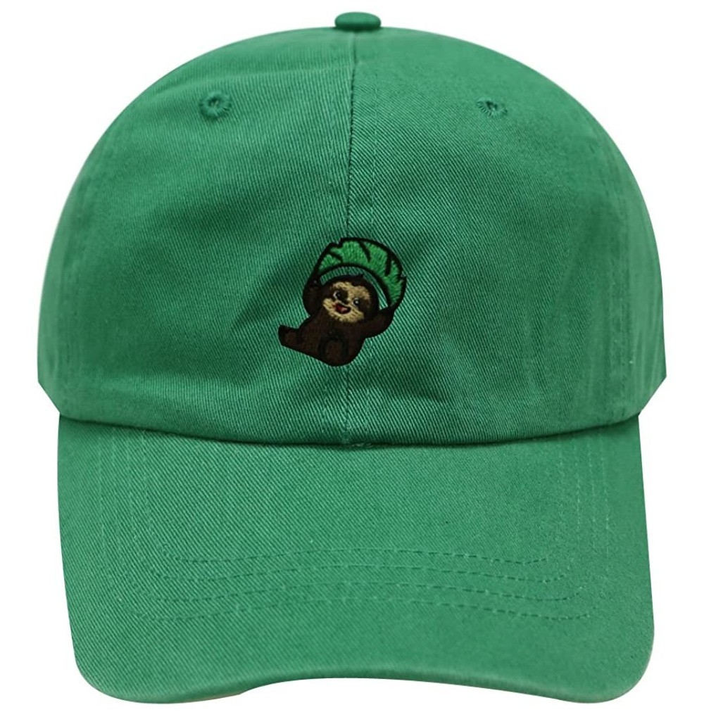 Baseball Caps Flying Sloth Cotton Baseball Dad Caps - Kelly Green - CU184D9T24H
