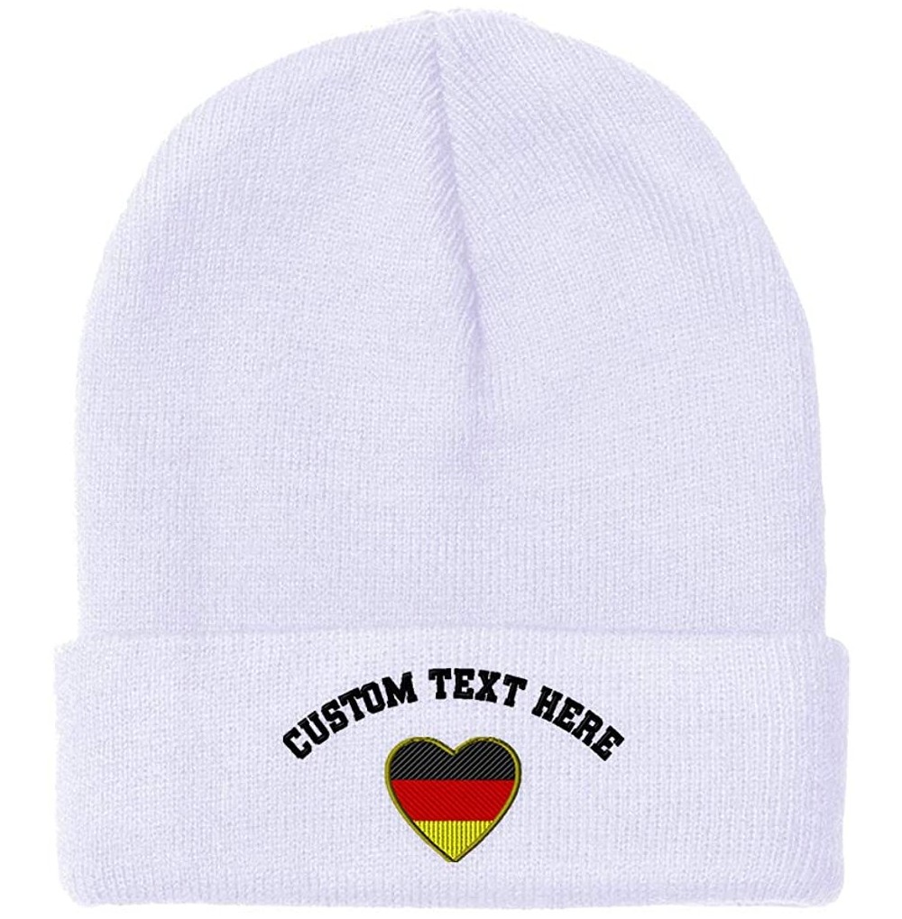 Skullies & Beanies Custom Beanie for Men & Women Heart Germany Flag Embroidery Skull Cap Hat - White - C818H5LR800