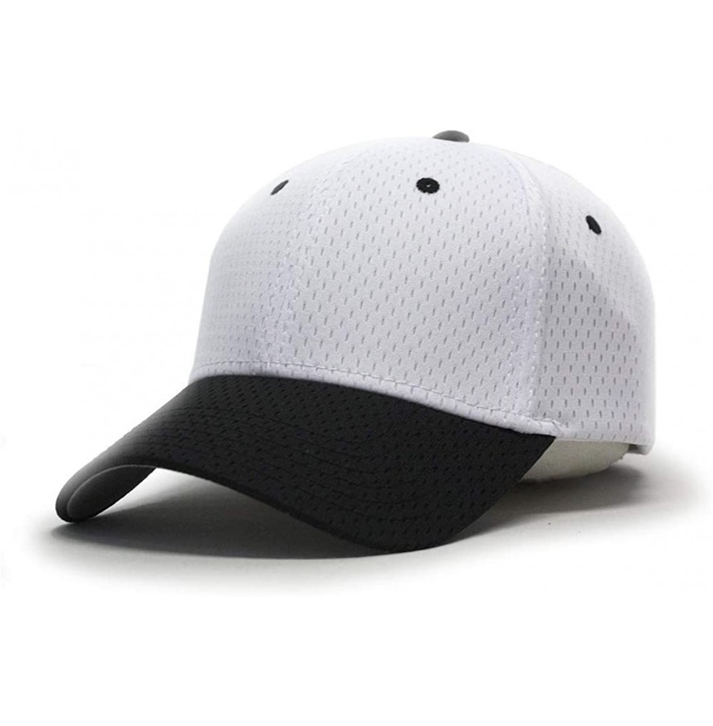 Baseball Caps Plain Pro Cool Mesh Low Profile Adjustable Baseball Cap - Black/White - CF18I6E4YL6