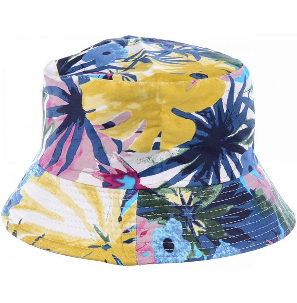 Bucket Hats Packable Reversible Black Printed Fisherman Bucket Sun Hat- Many Patterns - Watercolor Flower Multi - C318EEC8HOL