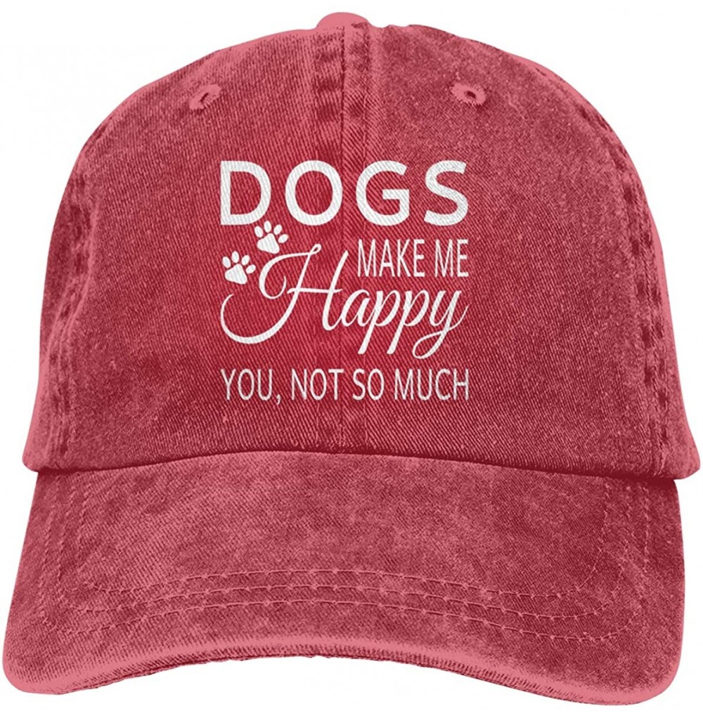 Baseball Caps Women Denim Hats Dogs Make Me Happy You Not So Much Baseball Caps Adjustable - Red - CH196YYOGUI