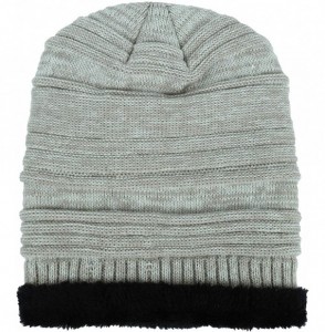Skullies & Beanies Winter Knit Warm Beanie Hat for Men and Women- Baggy Slouchy Snow Ski Skull Caps - Black+white - CI18YYAH883
