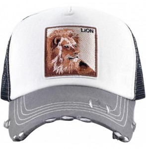 Baseball Caps Unisex Animal Mesh Trucker Hat Snapback Square Patch Baseball Caps - Beige Lion - CF18GLIUA39