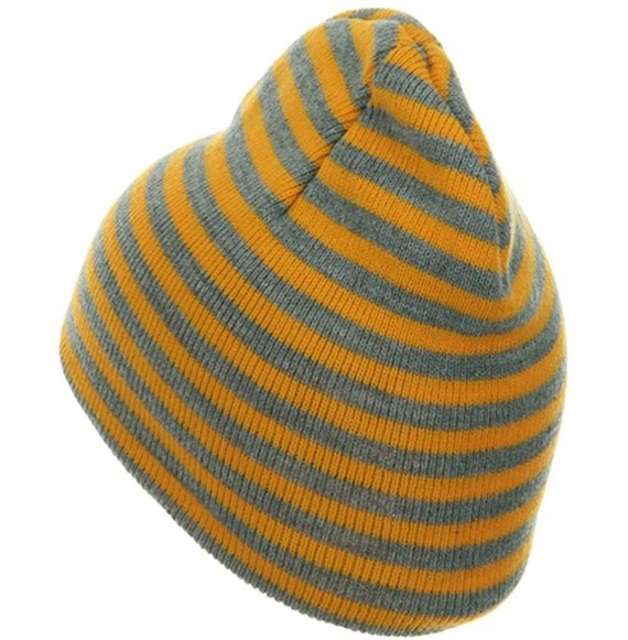 Skullies & Beanies Trendy Striped Beanie - Yellow Grey - C6114YSVEDD