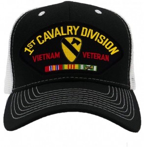 Baseball Caps 1st Cavalry Division - Vietnam Veteran Hat/Ballcap Adjustable One Size Fits Most - Mesh-back Black & White - CN...