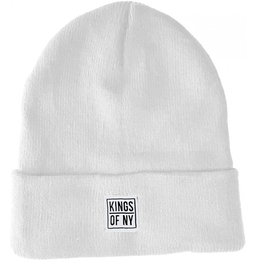 Skullies & Beanies Mini Logo Cuffed Knit Winter Beanie Hat - for Men and Women - White - CU18KMR4UM6