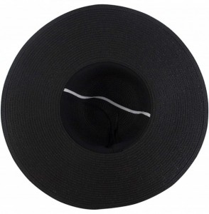 Sun Hats Women Wide Brim Straw Sun Hat Floppy Foldable Roll up Cap Beach Summer Hats UPF 50+ - Black - CL1944RTZIY