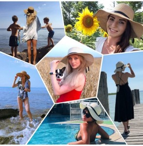 Sun Hats Women Wide Brim Straw Sun Hat Floppy Foldable Roll up Cap Beach Summer Hats UPF 50+ - Black - CL1944RTZIY