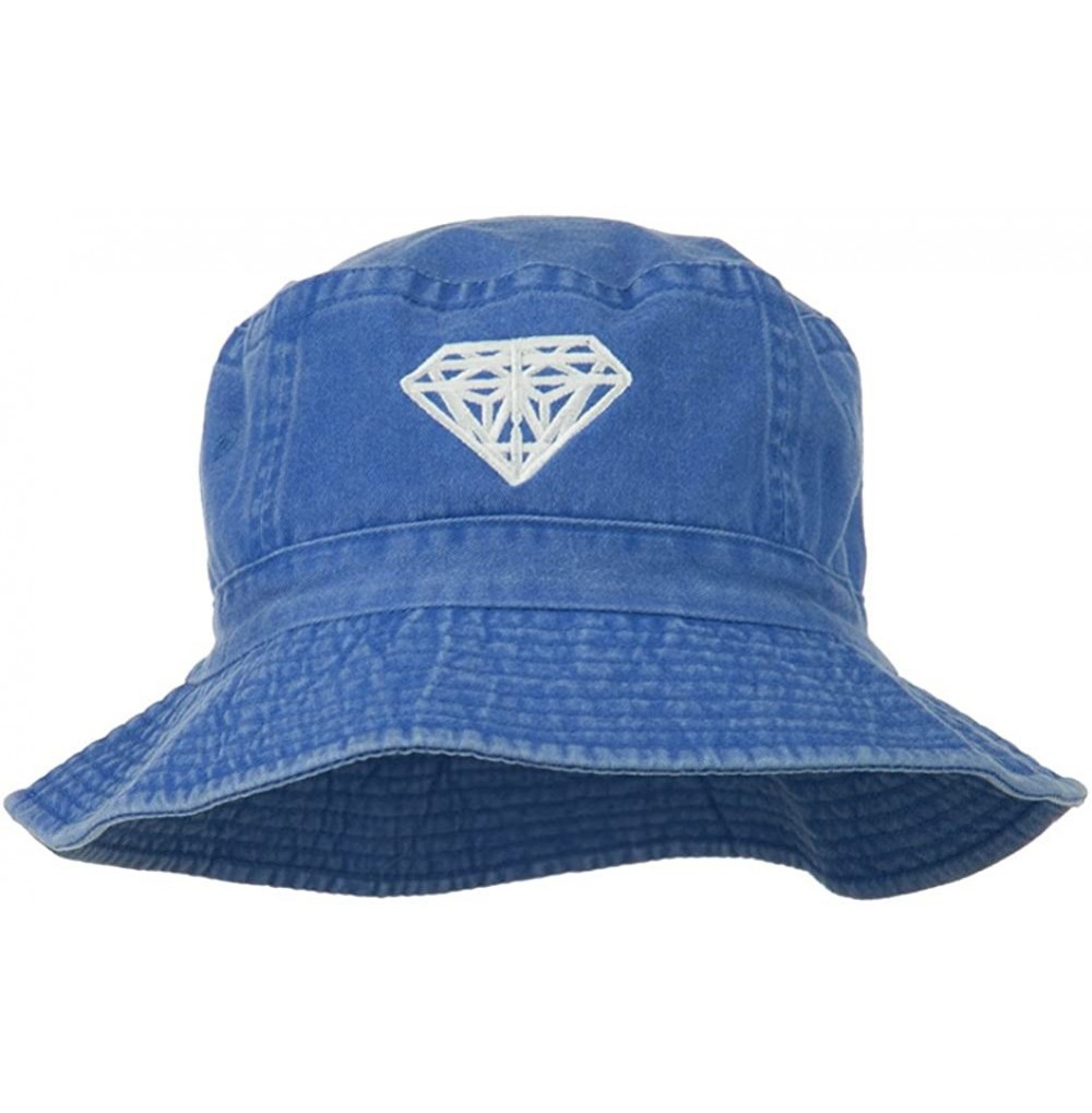 Bucket Hats Diamond Jewelry Logo Embroidered Bucket Hat - Royal - CS11ND5BFRX