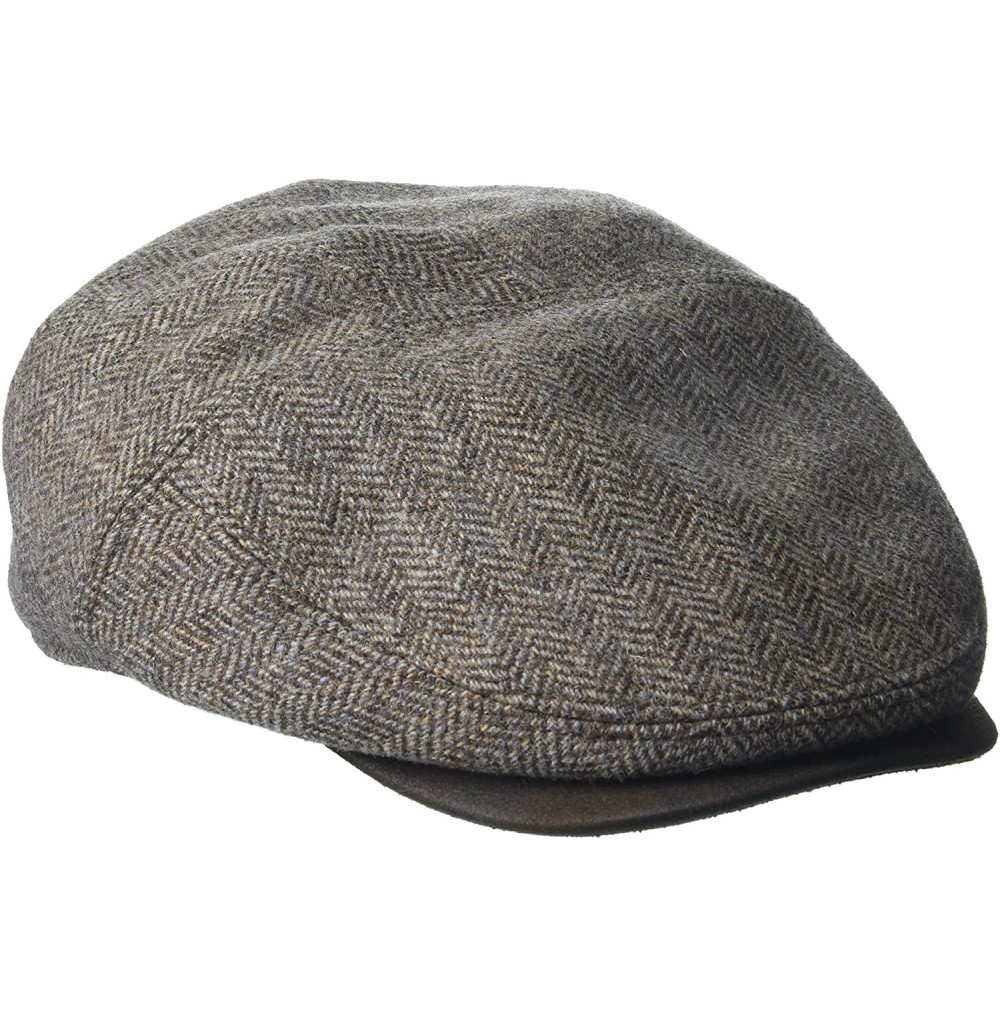 Newsboy Caps Men's Herringbone New Shape Ivy Hat with Suede Visor - Brown - CF17YQZW4TX