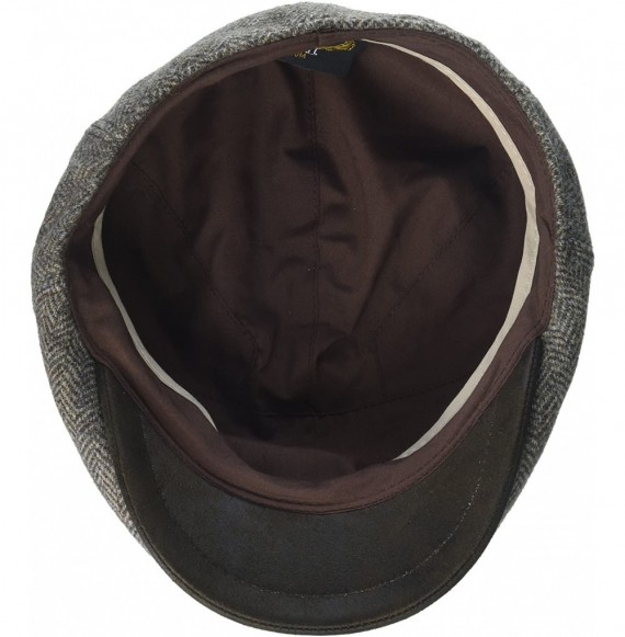 Newsboy Caps Men's Herringbone New Shape Ivy Hat with Suede Visor - Brown - CF17YQZW4TX