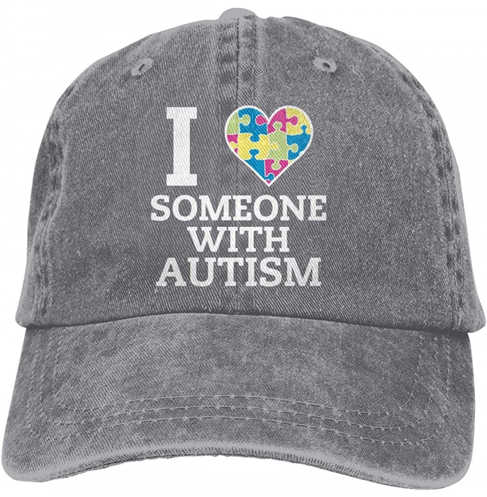 Baseball Caps Men's/Women's Adjustable Denim Fabric Baseball Cap Autism Awareness - I Love Someone with Autism Dad Hat - Gray...
