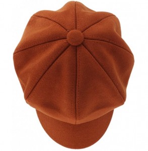 Newsboy Caps Women Linen Newsboy Cap Cabbie Hat 8 Panels - 6 7/8 Fitted - Wool - Brown - CM18Z88G7RC