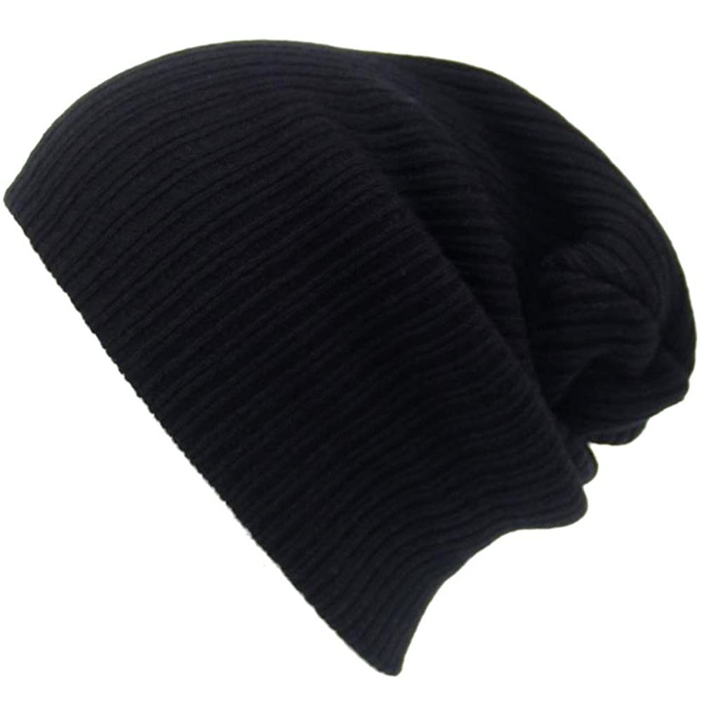 Balaclavas Fashion Men Women Beanie Knit Ski Cap Hip-Hop Winter Warm Unisex Wool Hat - Black - CR18I6H2E6G