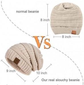 Skullies & Beanies Slouchy Beanie Hat for Women- Winter Warm Knit Oversized Chunky Thick Soft Ski Cap - Oatmeal+light Khaki -...