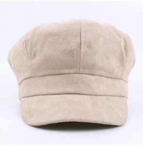 Skullies & Beanies Womens Hat Winter- Womens 100% Cotton Plain Blank 8 Panel Newsboy Gatsby Apple Cabbie Cap Hat - Beige - CF...