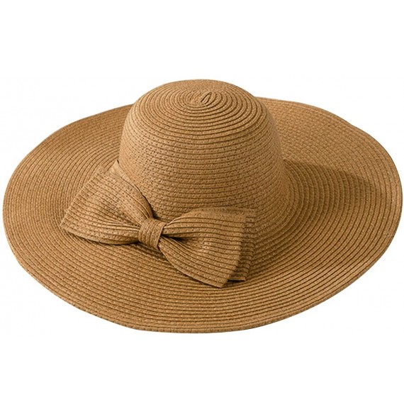 Sun Hats Women Floppy Straw Sunhat Wide Brim UV Protection Sun Hat Summer Sun Visor - Light Coffee - CU17YEHDZ8M