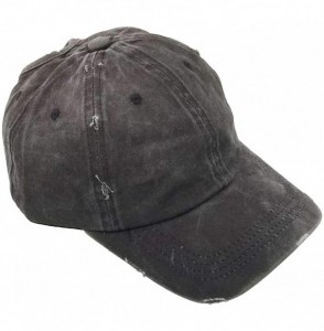 Baseball Caps Ponytail Baseball Hat Distressed Retro Washed Cotton Twill - Black 2 - CD18ISSAK8N