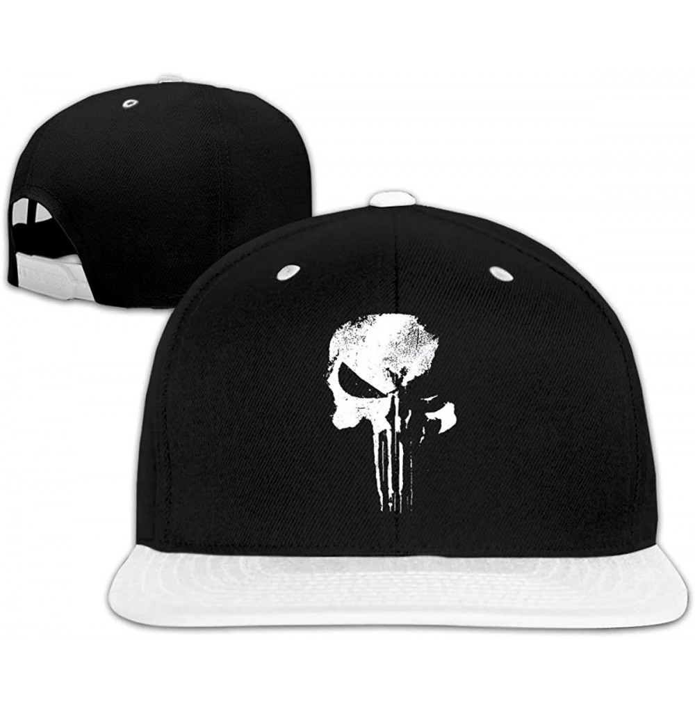 Baseball Caps Design Sleeve T-Shirt New Daredevil Punisher Skull Logo Fashion Baseball Cap for Man White - White - CB18RH6758I