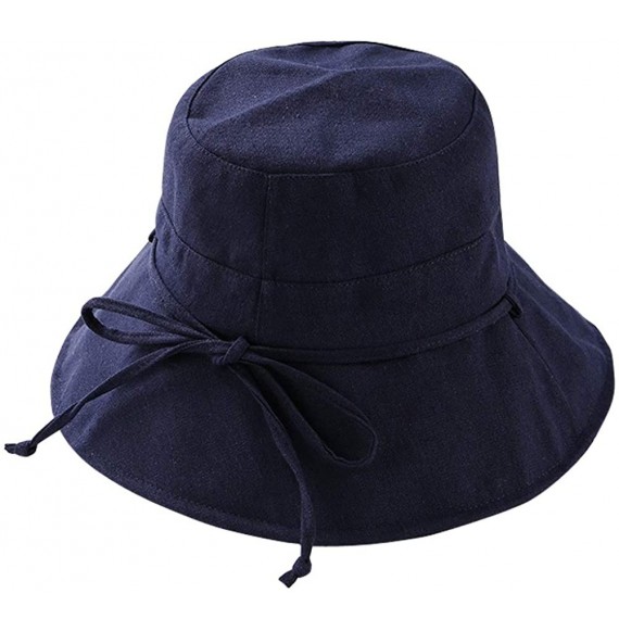 Bucket Hats Women's UV Protection Sun Bucket Beach Cap Outdoor Fisherman Bucket Hat - Navy Blue - CC18OCKEIW6