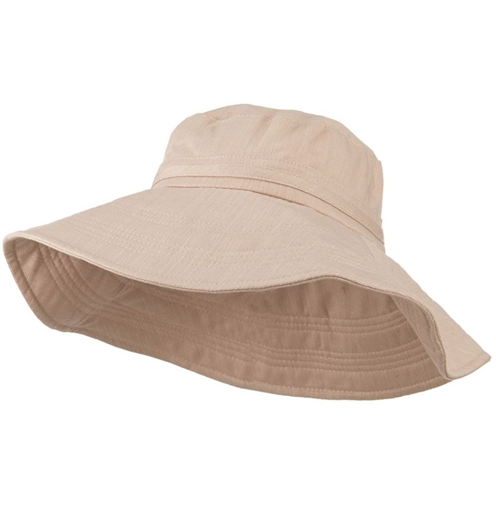 Bucket Hats Big Size Ladies Linen Wide Brim Hat - Beige - C411IH3MYHB