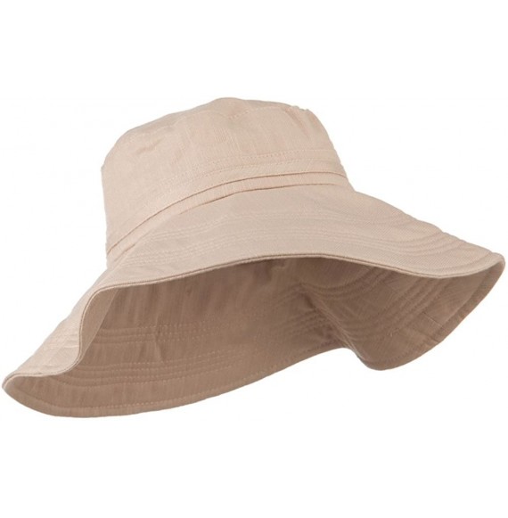 Bucket Hats Big Size Ladies Linen Wide Brim Hat - Beige - C411IH3MYHB