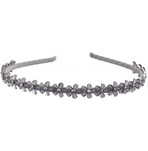 Headbands Black Acrylic Mini Flower Crystal Stone Hair Crown Headband - Grey - CN12LJNHWTP