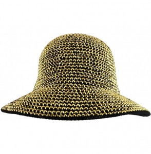 Bucket Hats Fashion Bling Rhinestone Studs Detailed Bucket Hat - Gold - CF192WWR3O5