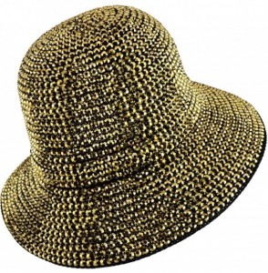 Bucket Hats Fashion Bling Rhinestone Studs Detailed Bucket Hat - Gold - CF192WWR3O5