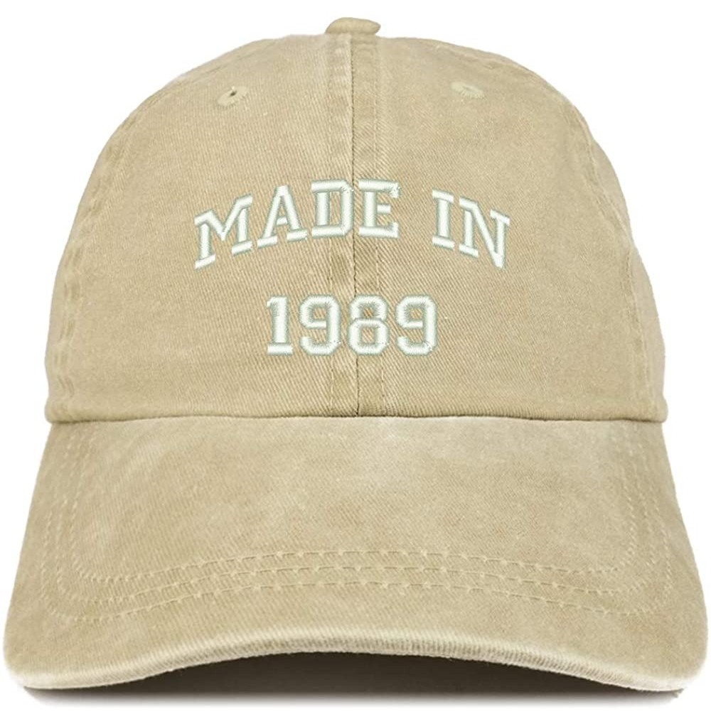 Baseball Caps Made in 1989 Text Embroidered 31st Birthday Washed Cap - Khaki - CE18C7HTXNQ