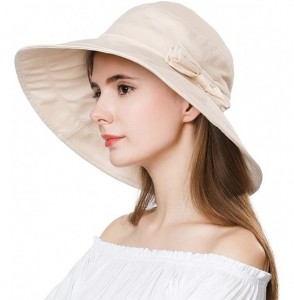 Bucket Hats Womens UPF50 Cotton Packable Sun Hats w/Chin Cord Wide Brim Stylish 54-60CM - 69038_beige(with Face Shields) - C0...