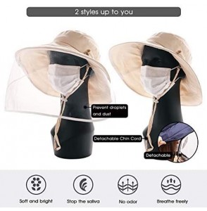 Bucket Hats Womens UPF50 Cotton Packable Sun Hats w/Chin Cord Wide Brim Stylish 54-60CM - 69038_beige(with Face Shields) - C0...