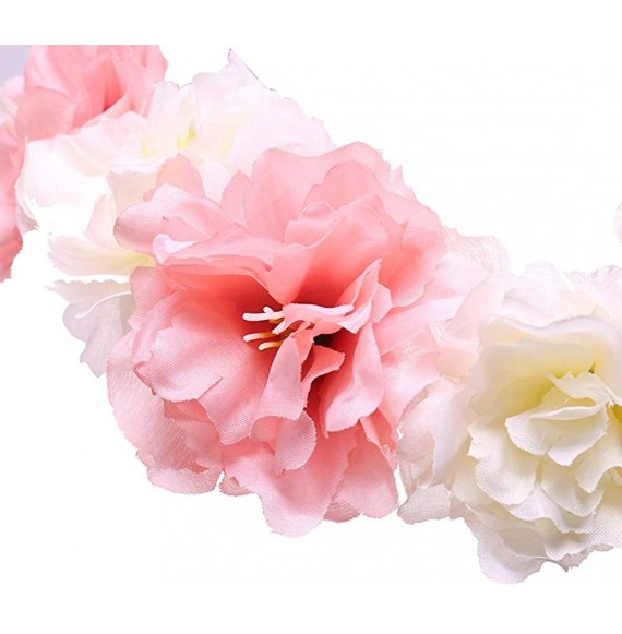 Headbands Flower Crown Floral Hair Wreath Wedding Headband Festival Garland - Pink - CN18QMTEGT0