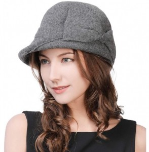 Berets 60% Wool Felt 1920s Gatsby Derby Party Hat Winter Bucket Fedora Vintage Fall Beret Cloche Grey 56-59cm - CB18KG0URK4