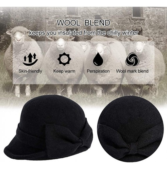Berets 60% Wool Felt 1920s Gatsby Derby Party Hat Winter Bucket Fedora Vintage Fall Beret Cloche Grey 56-59cm - CB18KG0URK4