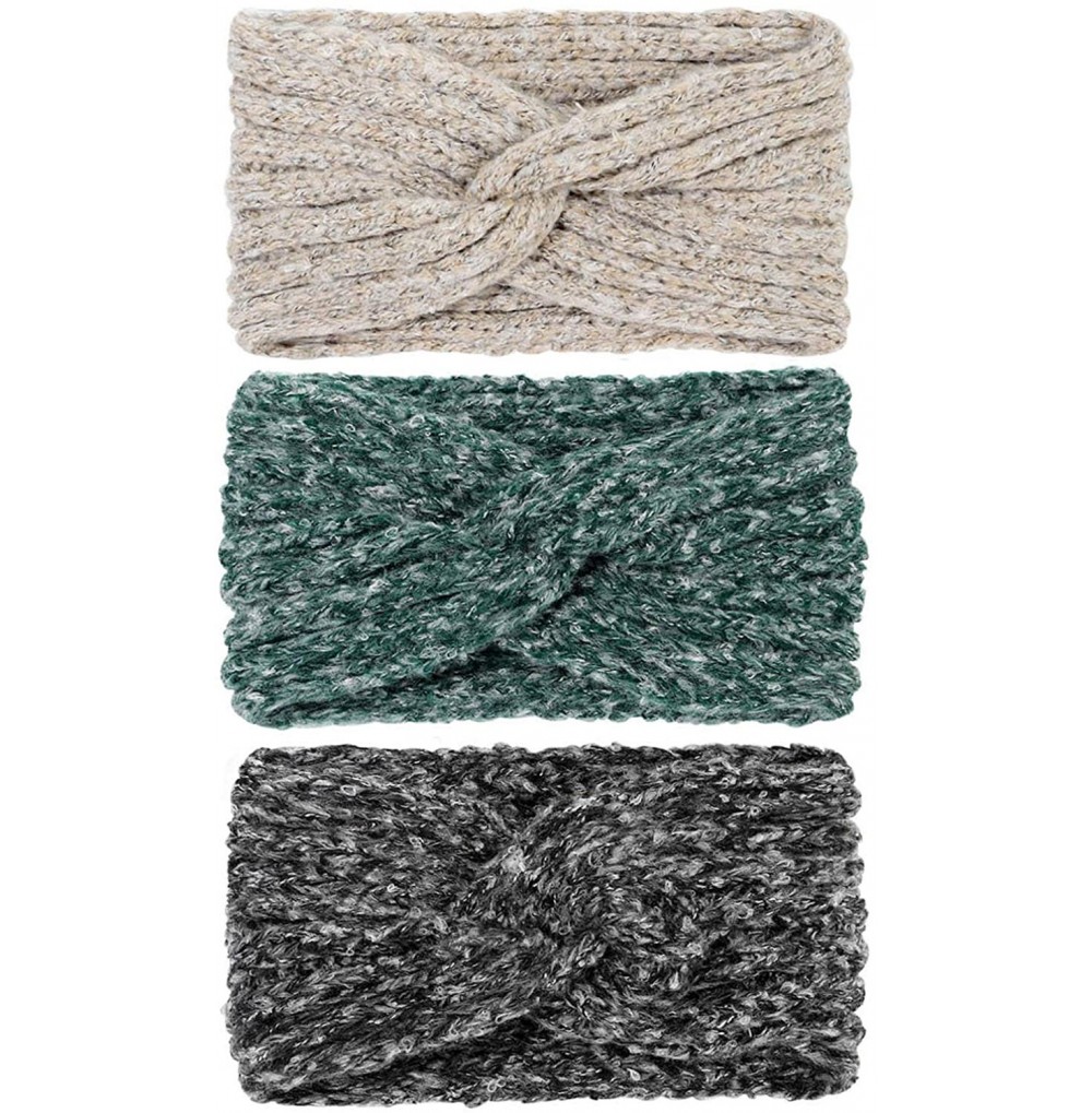 Cold Weather Headbands Knitted Headbands Winter Warm Ear Warmers Chunky Twist Crochet Head Wraps for Women (G - 3pcs) - C318Y...