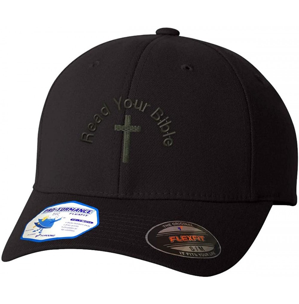 Baseball Caps Flexfit Hats for Men & Women Read Your Bible Embroidery Dad Baseball Cap - Black - CP18A6GSSRQ